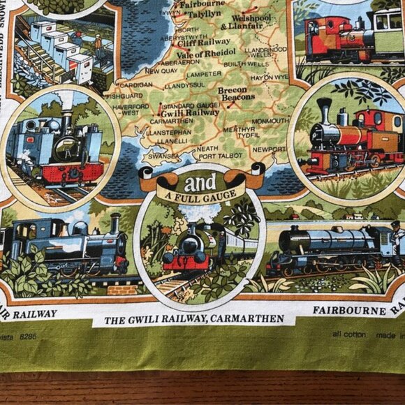 Vtge 1982 Great Little Trains of Wales Souvenir Cotton Kitchen Tea Towel. - Picture 3 of 5